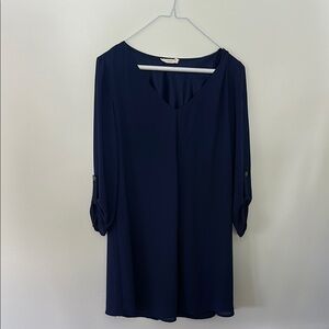 Lush Blue 3/4 Sleeve Navy Dress